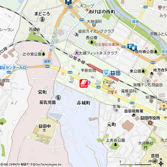 益田駅前付近の地図